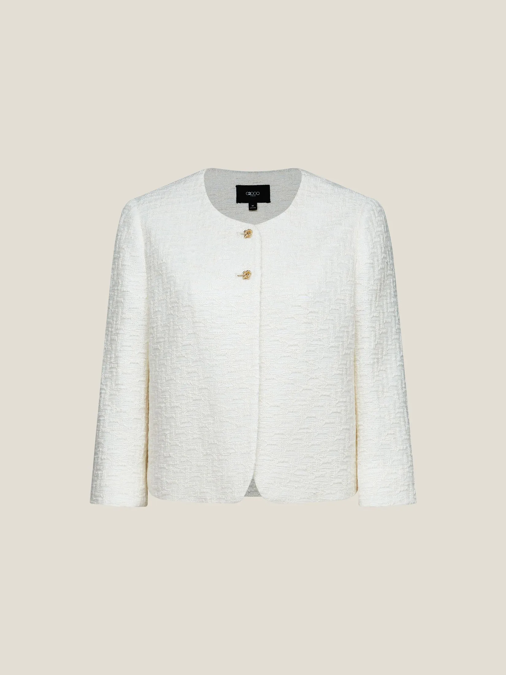 G2000 Women Clothing Tweed Knit Jacket Regular Fit - Off-White