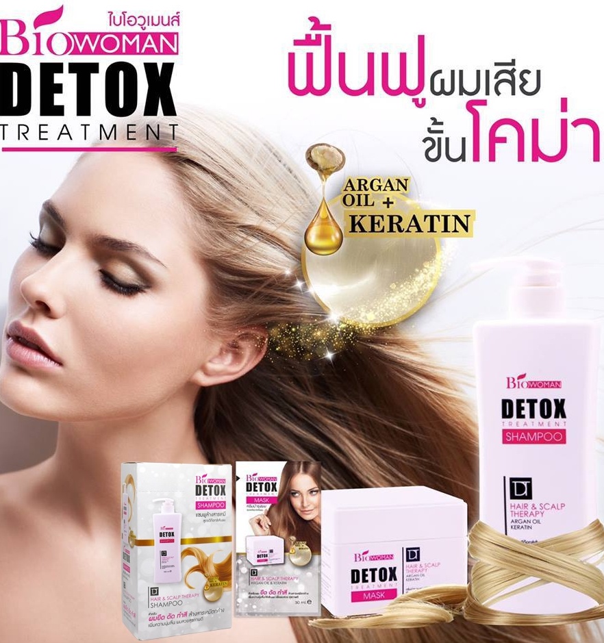 Шампунь с кератином, углем бамбука и маслом арганы Detox Biowoman 500 мл