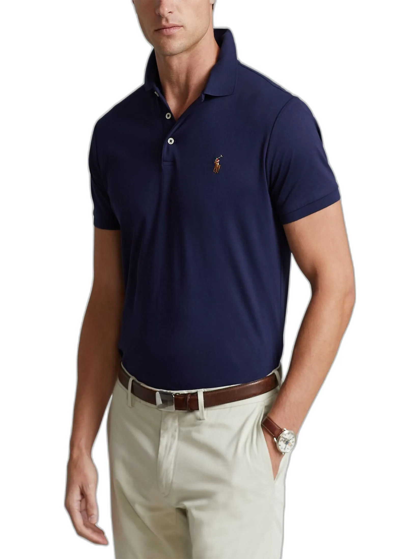 POLO RALPH LAUREN Polo Ralph Lauren POLO-Custom Slim Fit Soft Cotton Polo Shirt MNPOKNI1N821086 410 NAVY-410