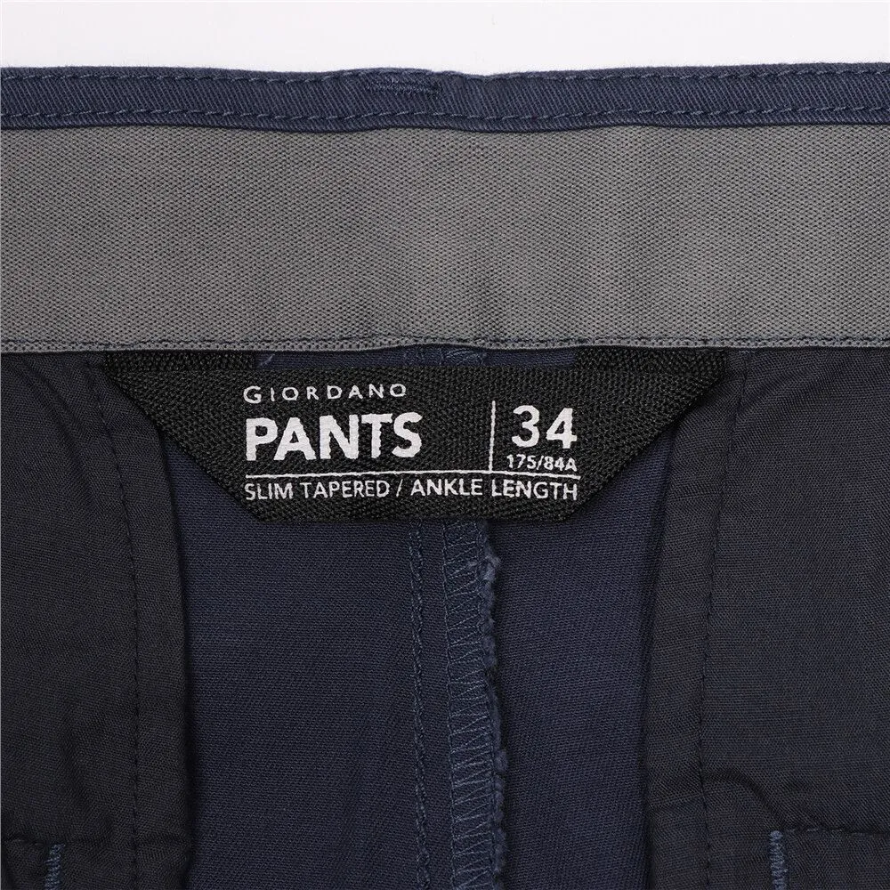GIORDANO Blue Men's Low rise Slim Taper Super Stretch Pants
