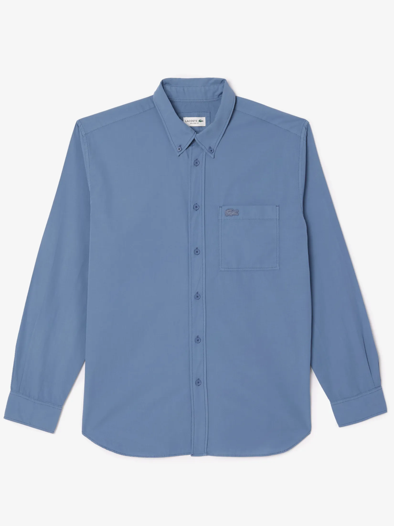 LACOSTE Relaxed Fit Washed Effect Poplin Shirt Blue