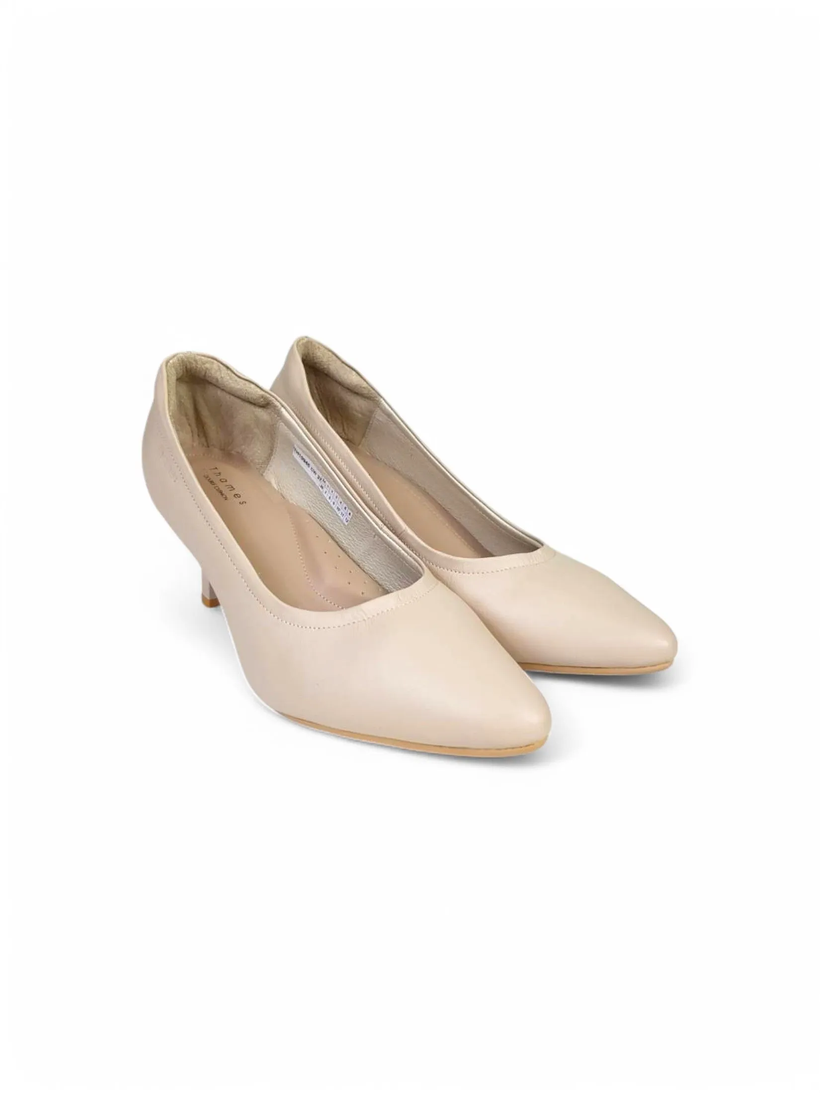 THAMES Women 2.5 Inch High Heel Shoes Cream White