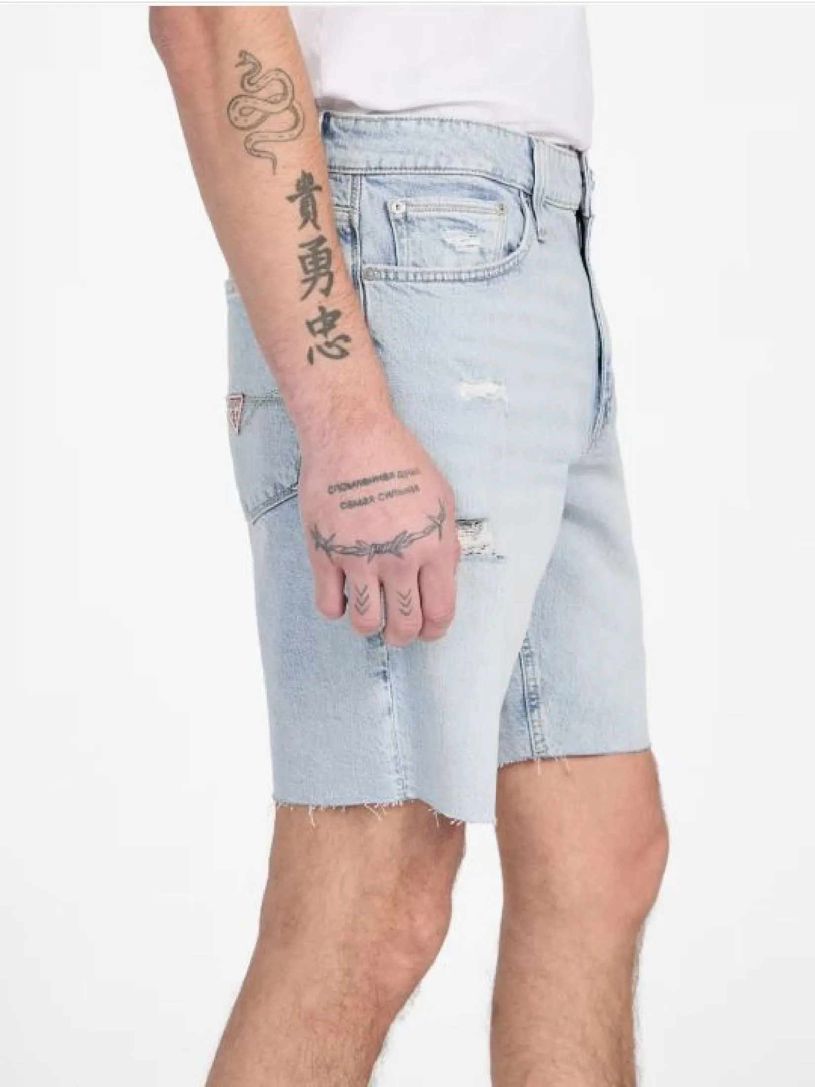 GUESS GUESS MEN Wyatt Stretch  DENIM SHORTS  M5GDV2D4Z84  -  Denim