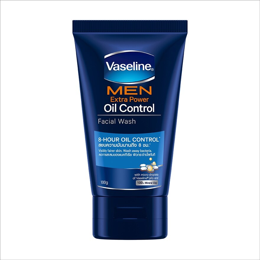 Vaseline Men Extra Power Oil Control Facial Wash 100 G. โฟมล้างหน้า ผู้ชาย - Blue