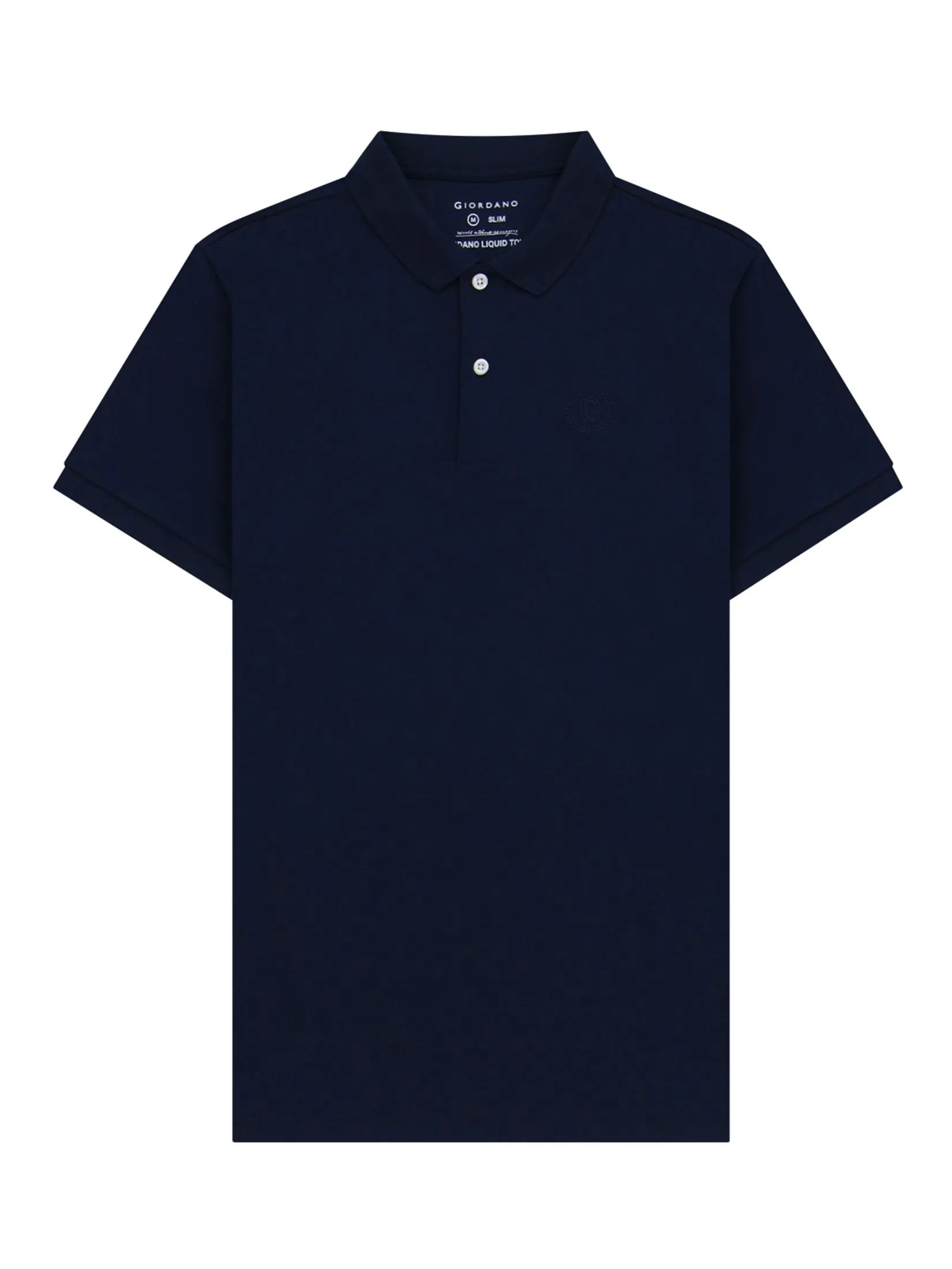 GIORDANO Men's Slim Interlock Polo (Liquid Touch) Navy Size - L