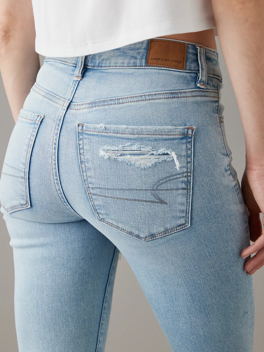 AMERICAN EAGLE WOMEN HIGH-RISE JEGGING 403 BLUE PATH