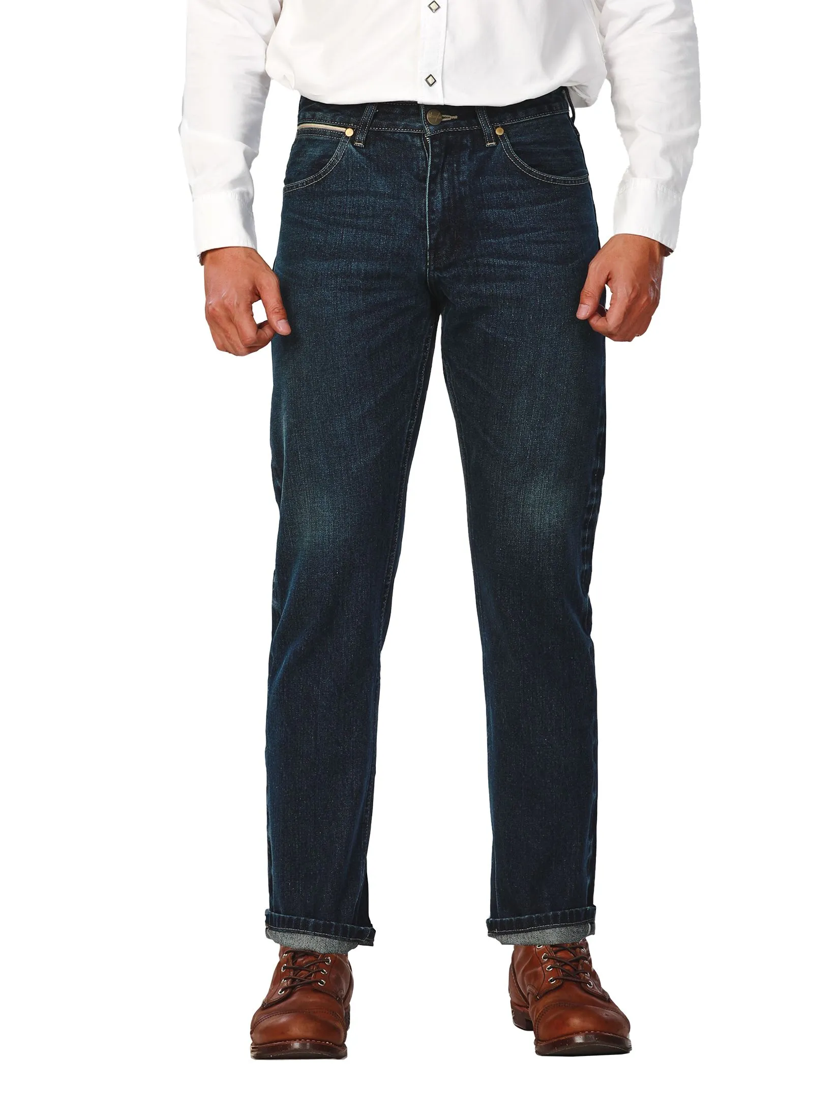 WRANGLER Men's Jeans (Gold Selvedge) Everyday with Wrangler Collection Mid 13MWZ Fit Dark Indigo Size - 31 EU