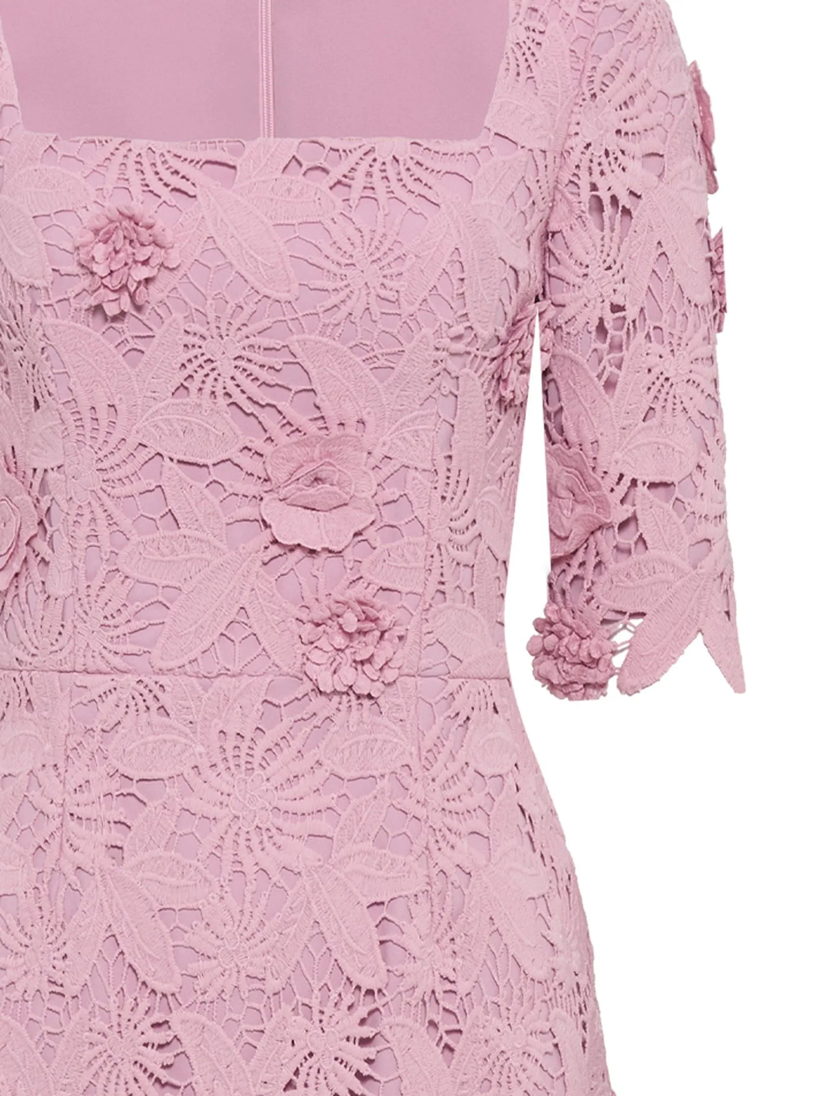 ASAVA (AW24) Zaira Floral-lace Pencil Women Dress Pink