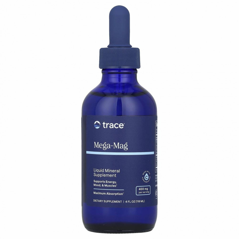 Trace Minerals ®, Mega-Mag с низким содержанием натрия, 400 мг, 118 мл (4 жидк. унции)