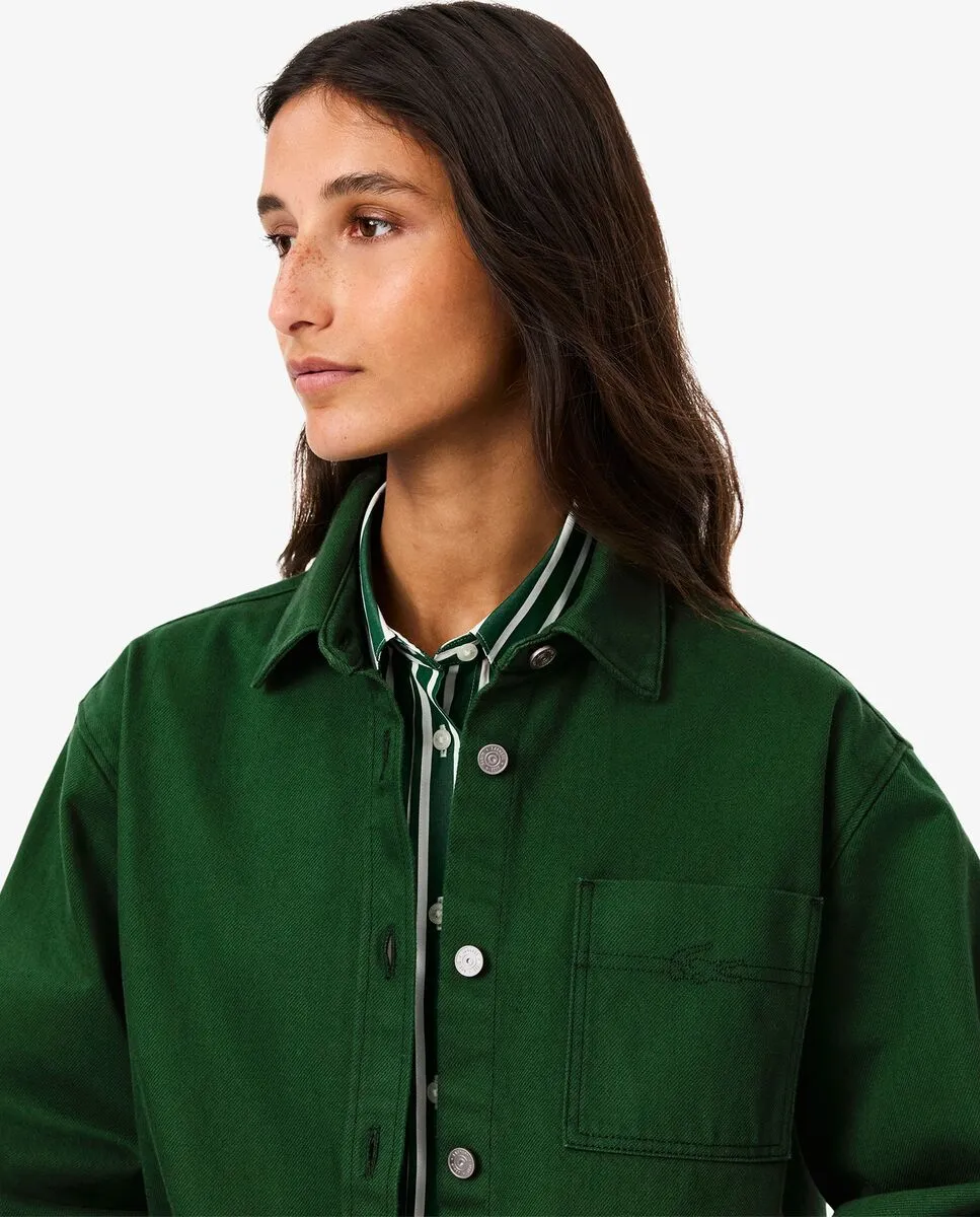 LACOSTE Oversized Denim Jacket Green