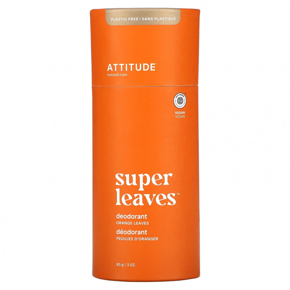 ATTITUDE, Super Leaves, дезодорант, листья апельсина, 85 г (3 унции)