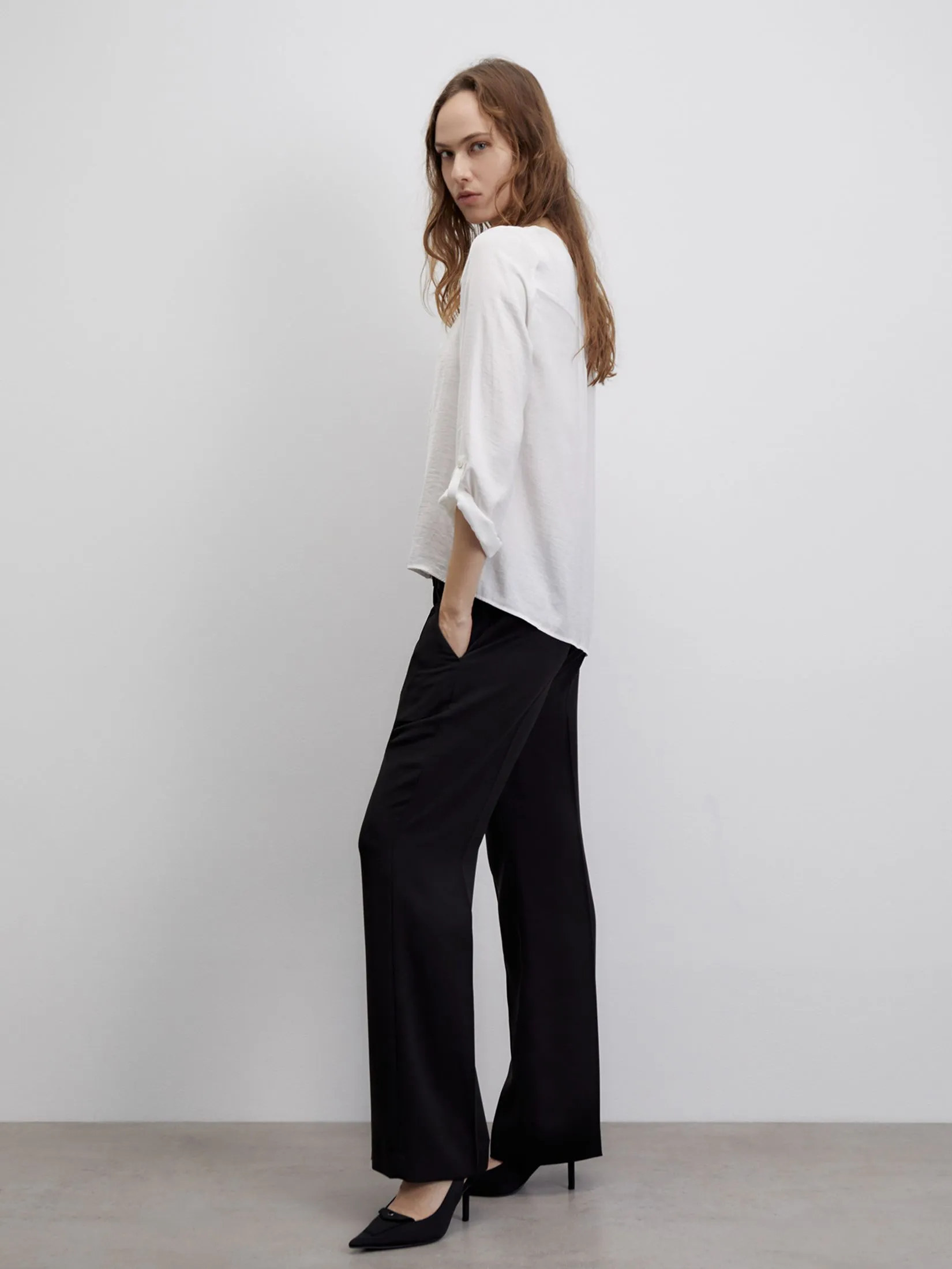 SFERA Women Blouse Long Sleeves Buttons Loose-Fit