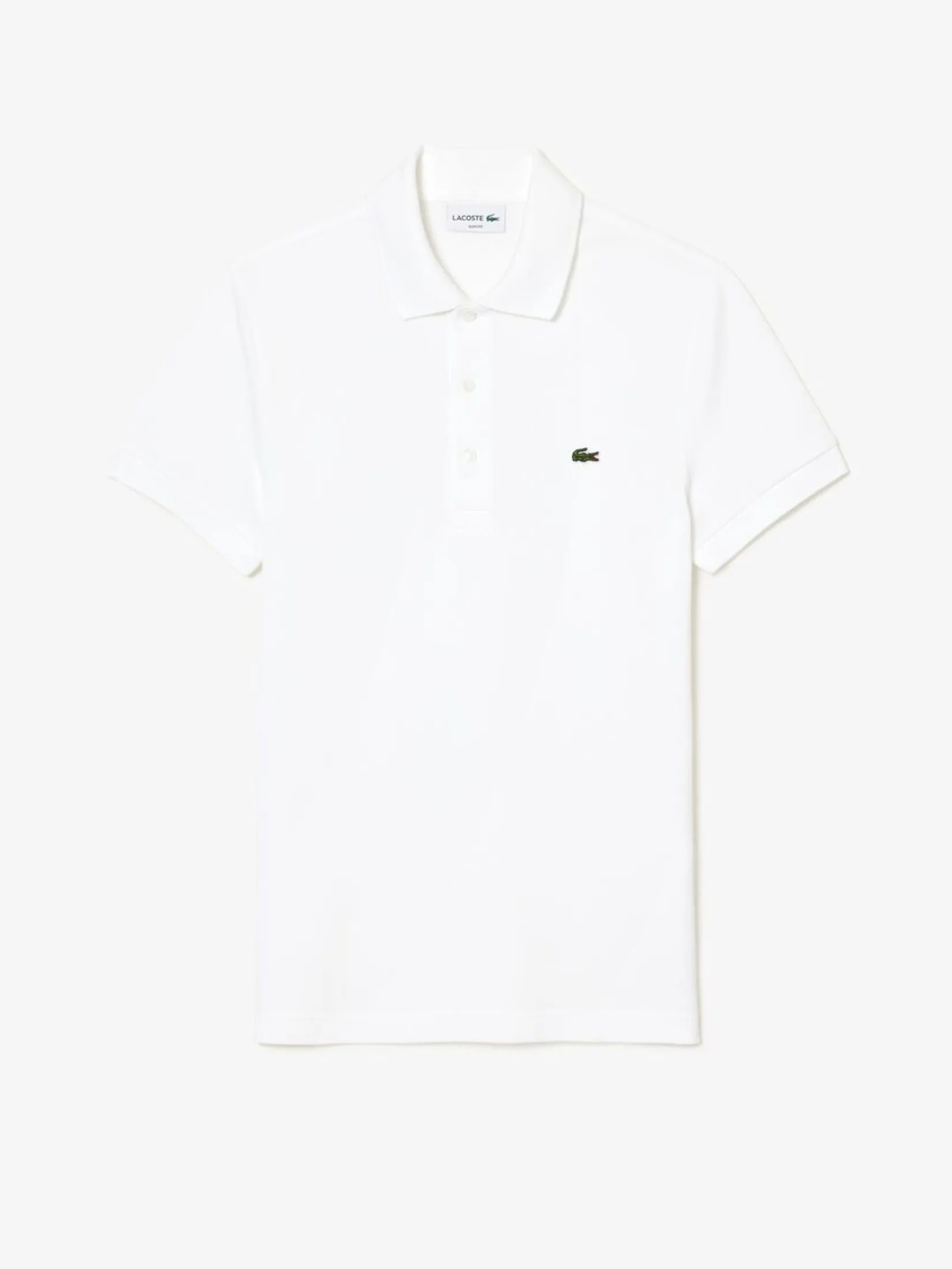LACOSTE Slim Fit Stretch Piqu  Polo Shirt White