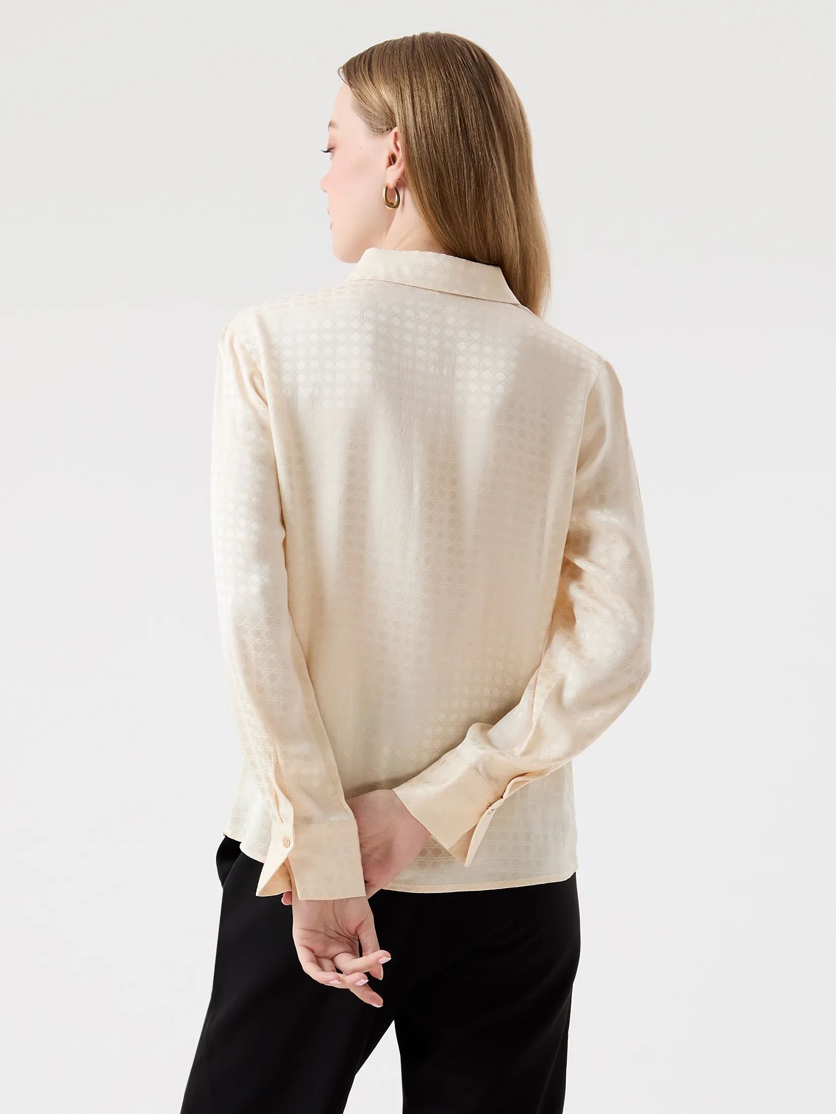 ESPADA Geometric Jacquard Satin Shirt Woman Beige