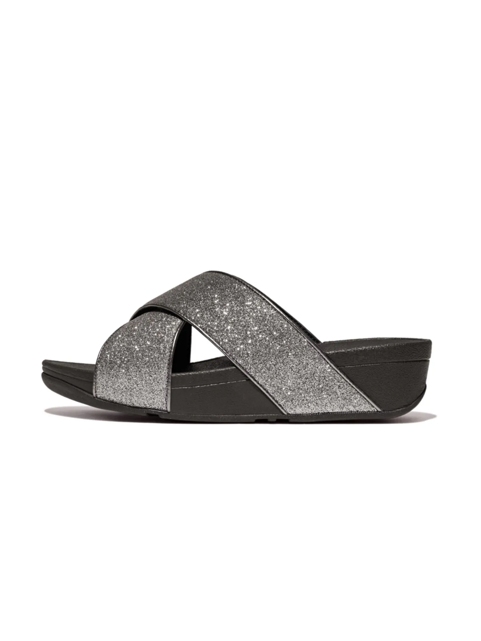FitFlop™ WOMEN'S LULU GLITTERDUST CROSS SLIDES GREY