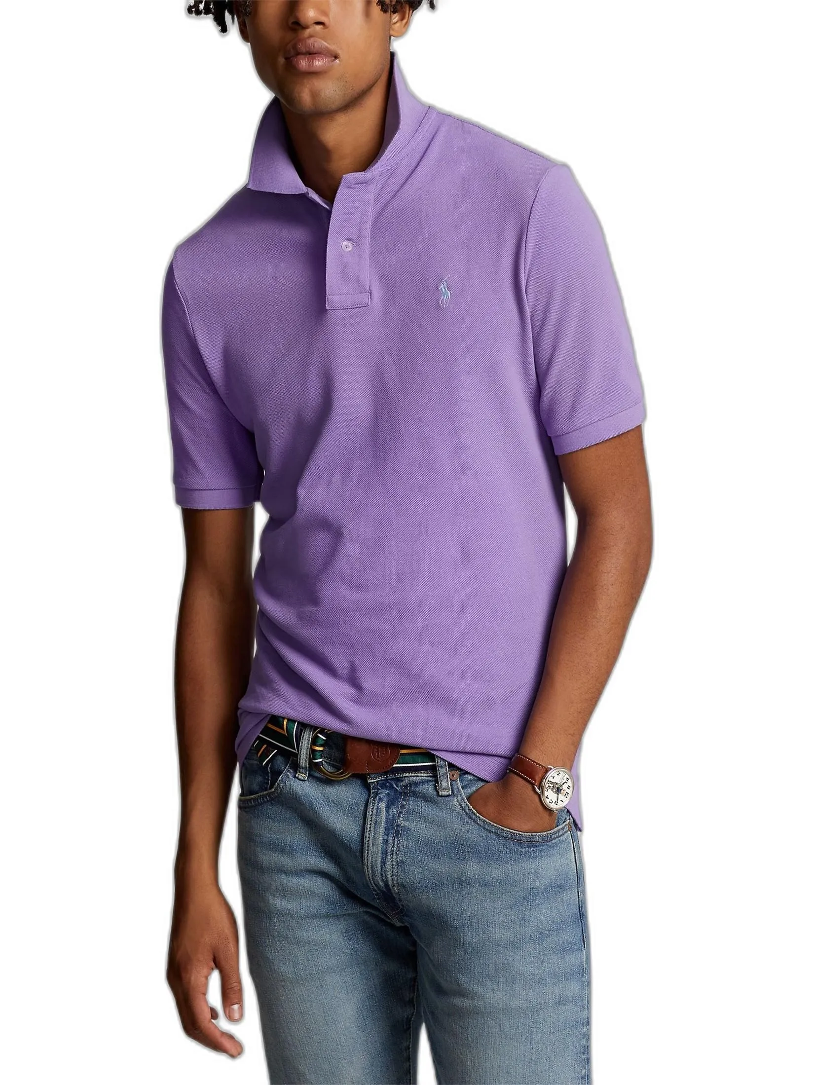 POLO RALPH LAUREN Polo Ralph Lauren POLO-Custom Slim Fit Mesh Polo Shirt MNPOKNI1N820504 500 PURPLE