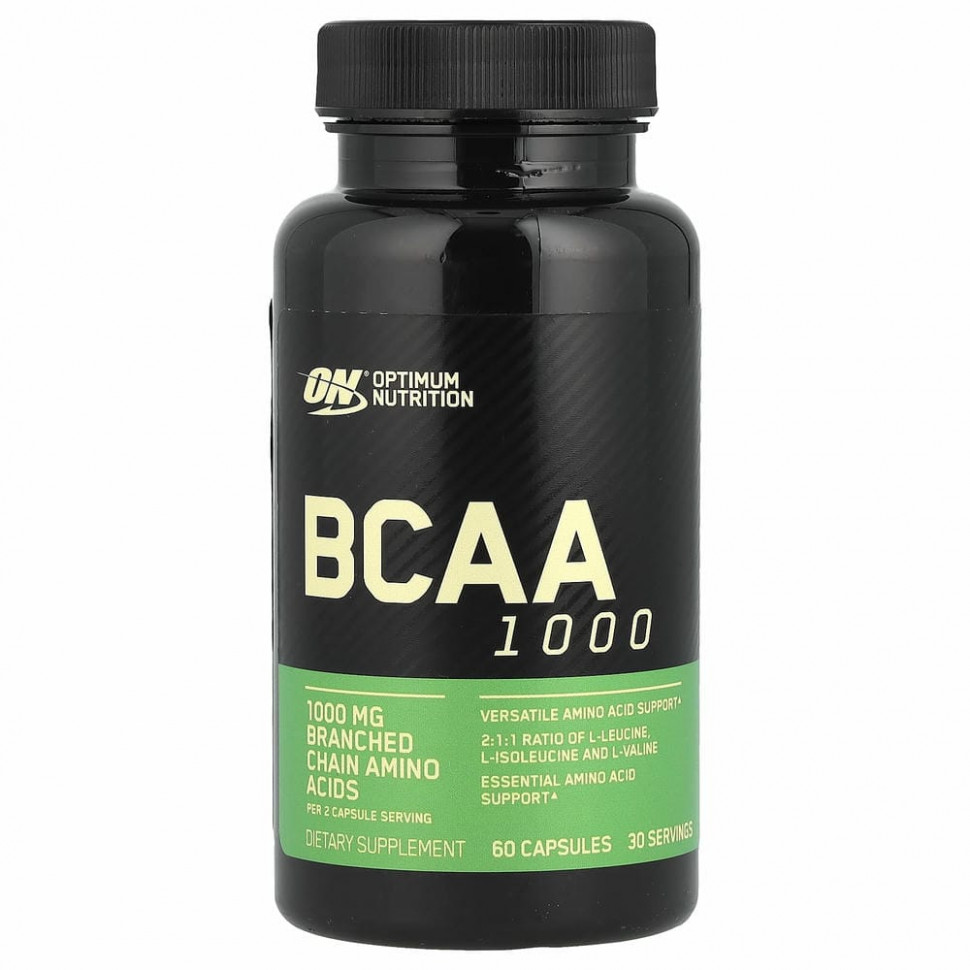 Optimum Nutrition, BCAA 1000 Caps, большая упаковка, 500 мг, 60 капсул