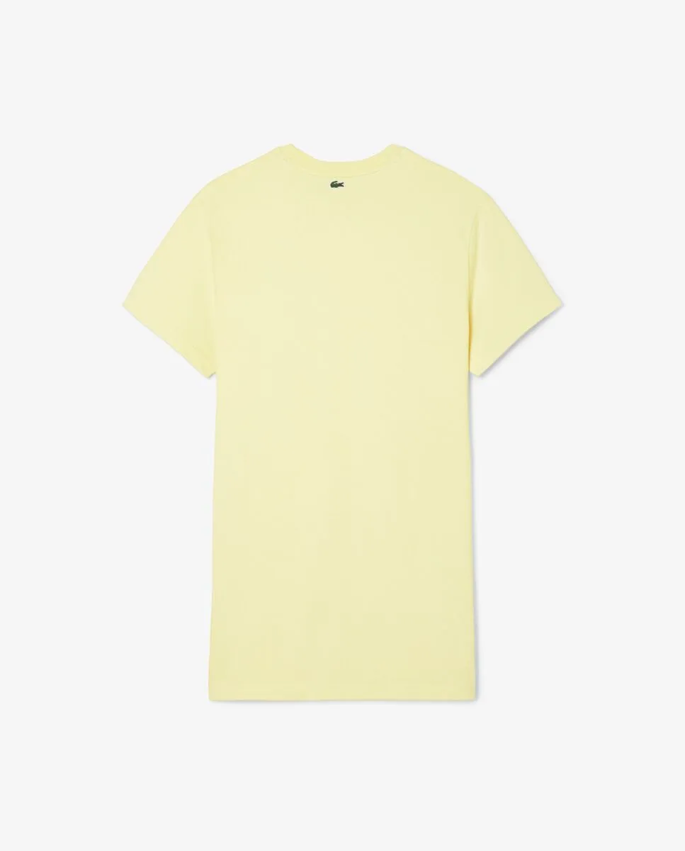 LACOSTE Oversized Branded Jersey T-Shirt Dress Yellow