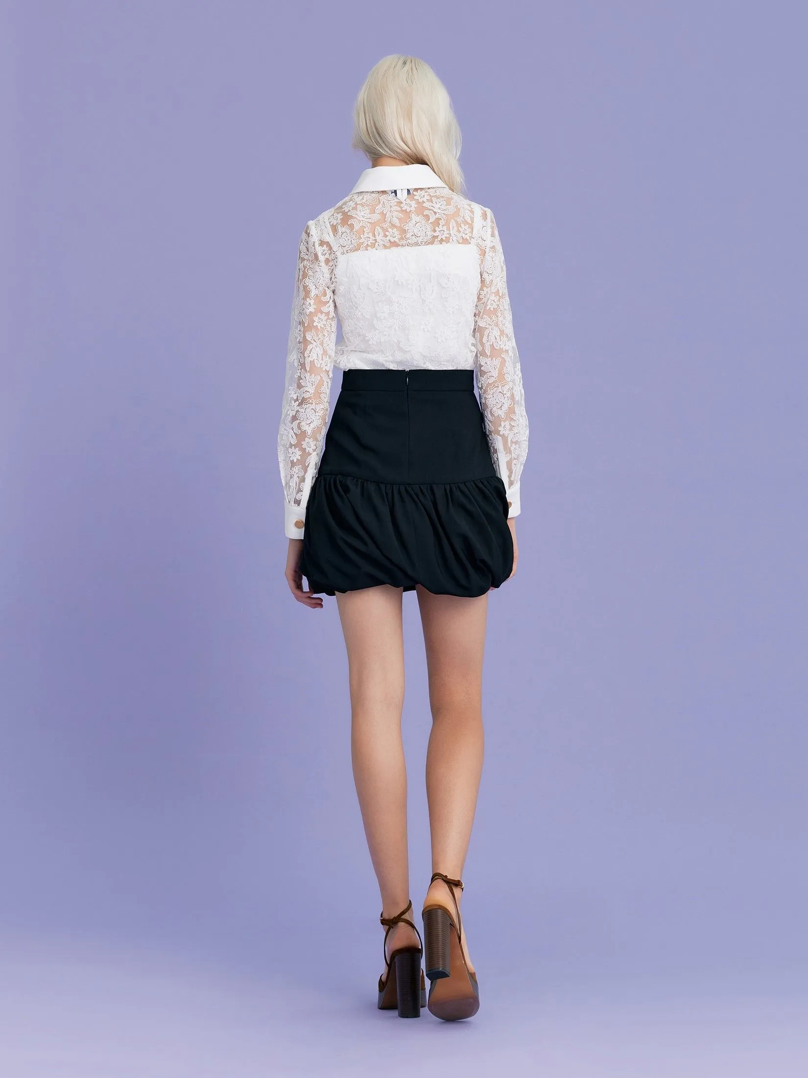 ASV (RS25)Caily Women Balloon Mini Skirt Black