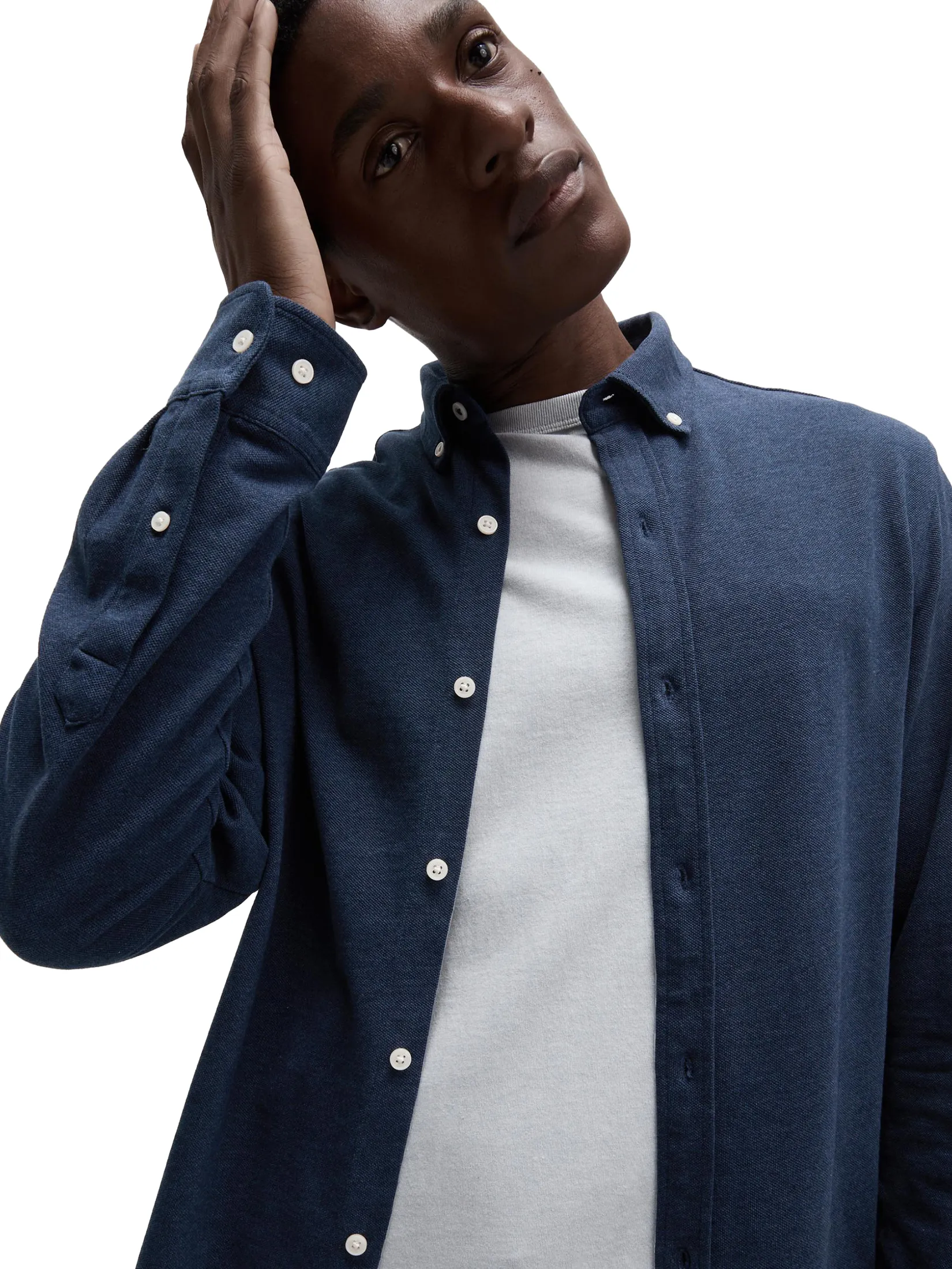 MARKS & SPENCER Men Shirt Pure Cotton Oxford Medium Navy