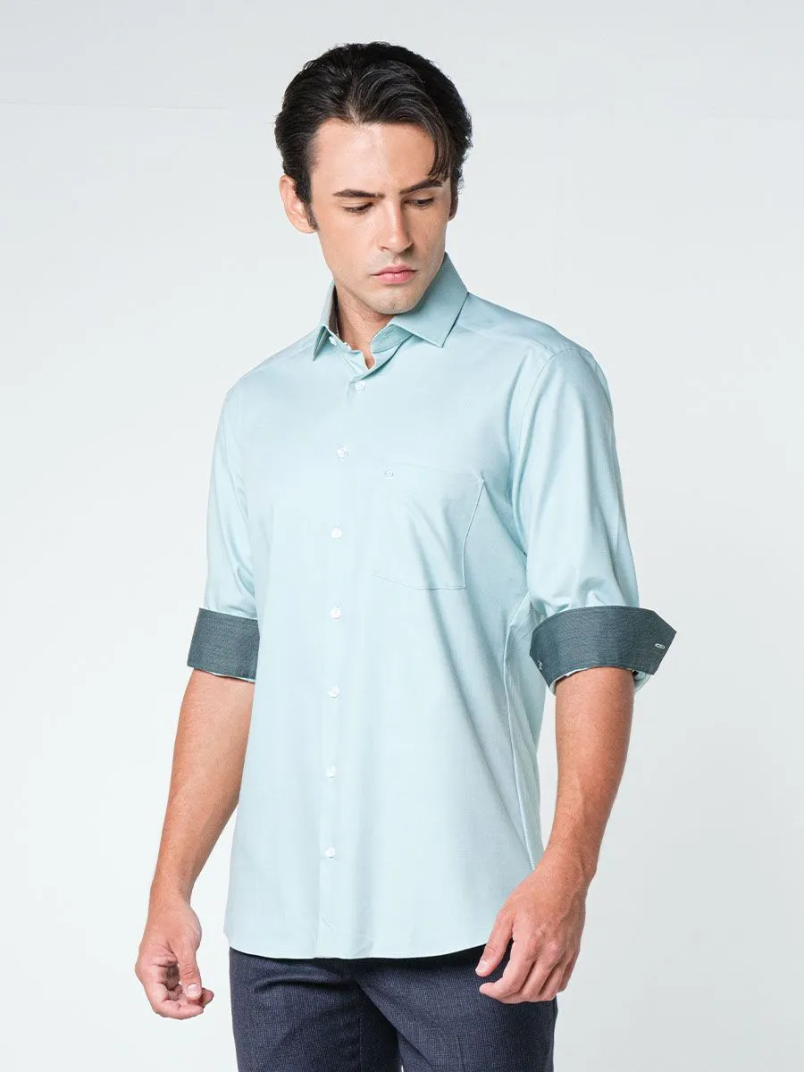 OLYMP CLIMATE CONTROL - MEN SHIRT LONG SLEEVES MODERN FIT  CRYTAL GREEN