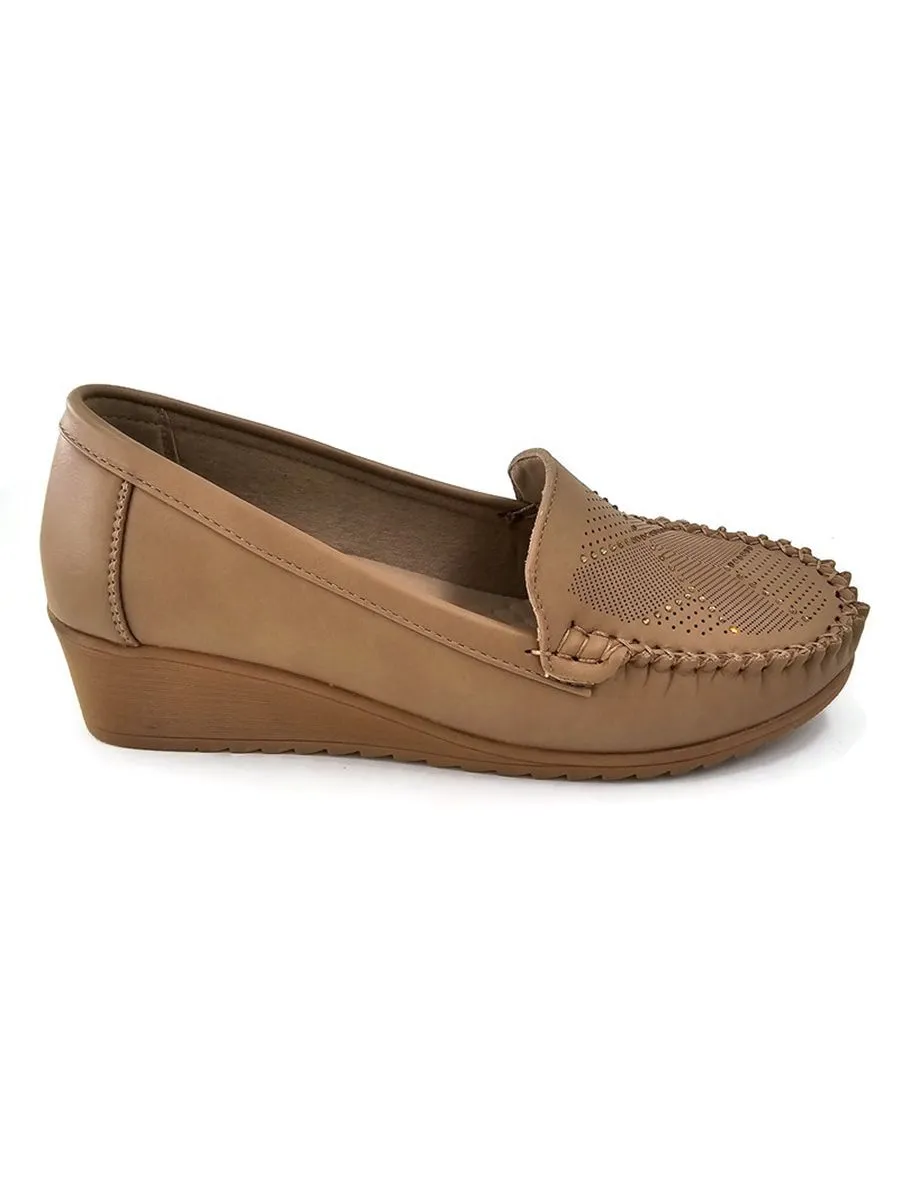 KLIN Woman Wedge Moccasin Coffee