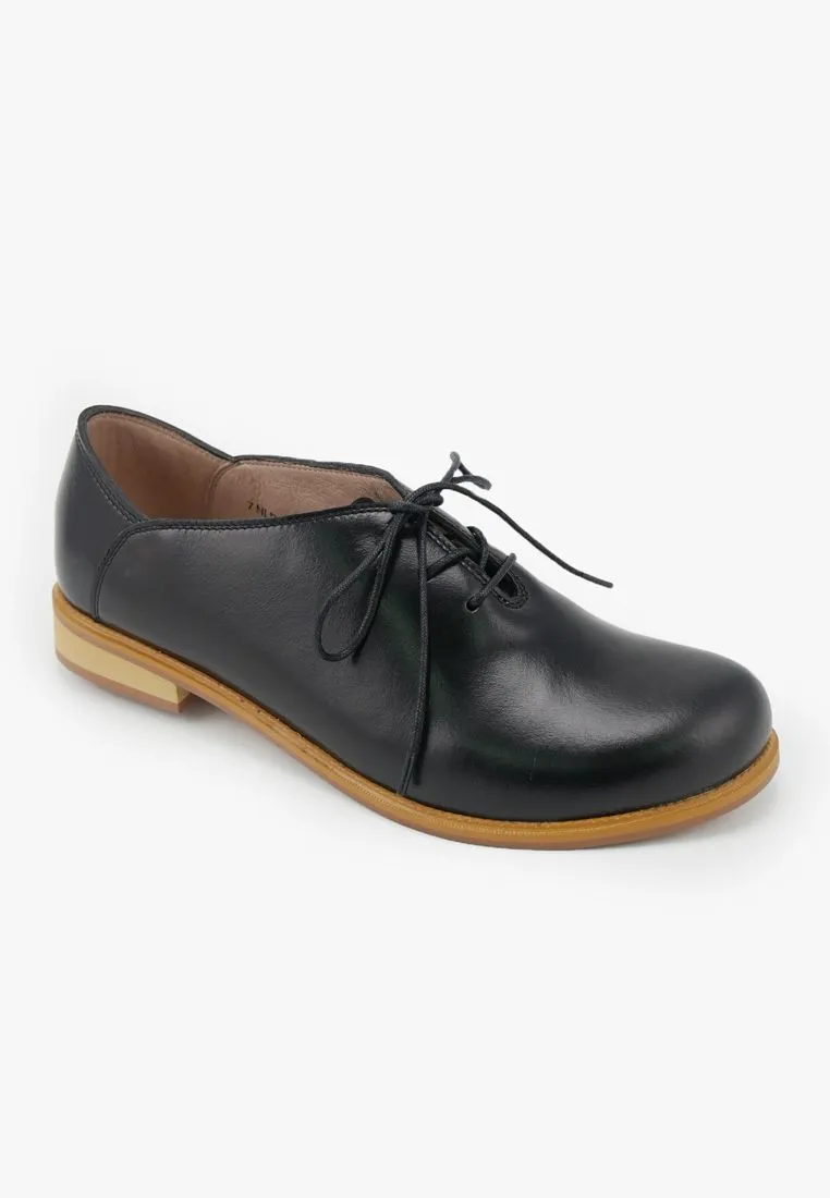 LUIGI BATANI Black Derby Leather Lace Up Shoes