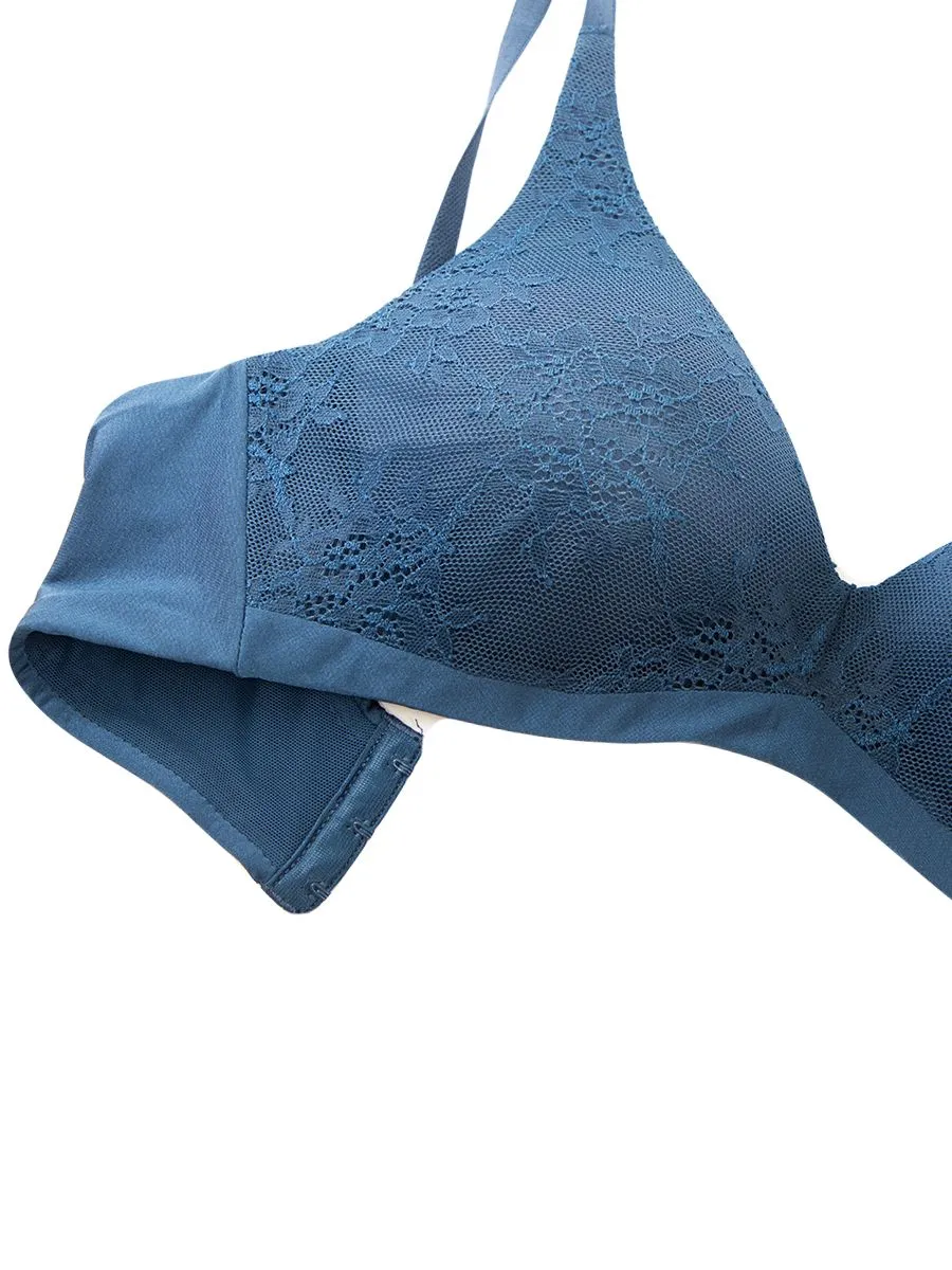 BSC LINGERIE Women Lace NONWIRE BRA BB3557 BLUE