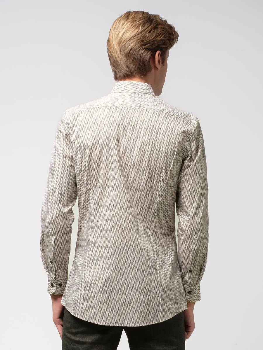 OLYMP MEN SHIRT LONG SLEEVES BUSINESS SHIRT SUPER SLIM  FIT EASY IRON  BROWN