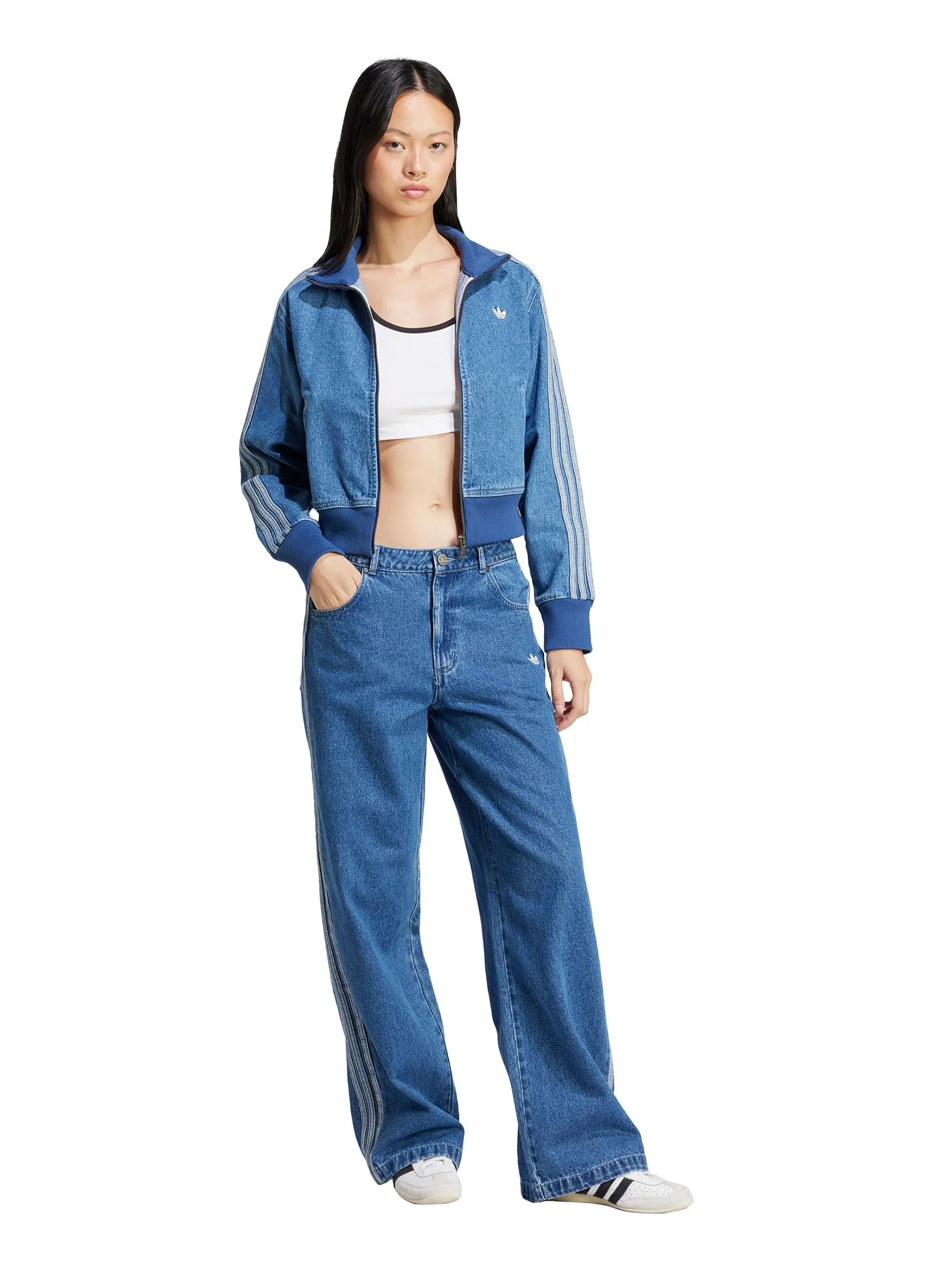 ADIDAS Women Track Pants Adicolor Denim 3-Stripes JD2574 Denim