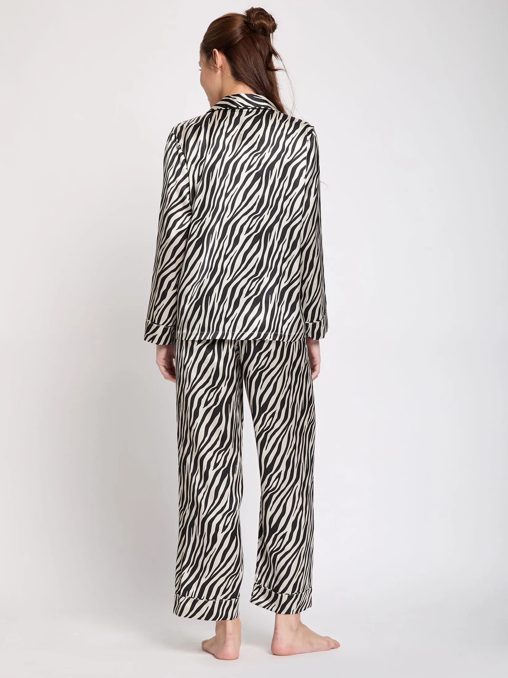 MARIA VICTORIA Women Pyjamas Hawaii Shirt Long Sleeves + Pants Print Beige