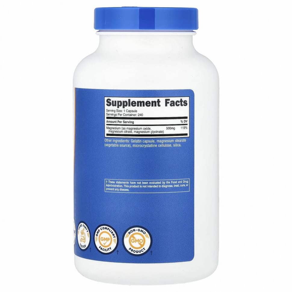 Nutricost, Комплекс магния, 500 мг, 240 капсул