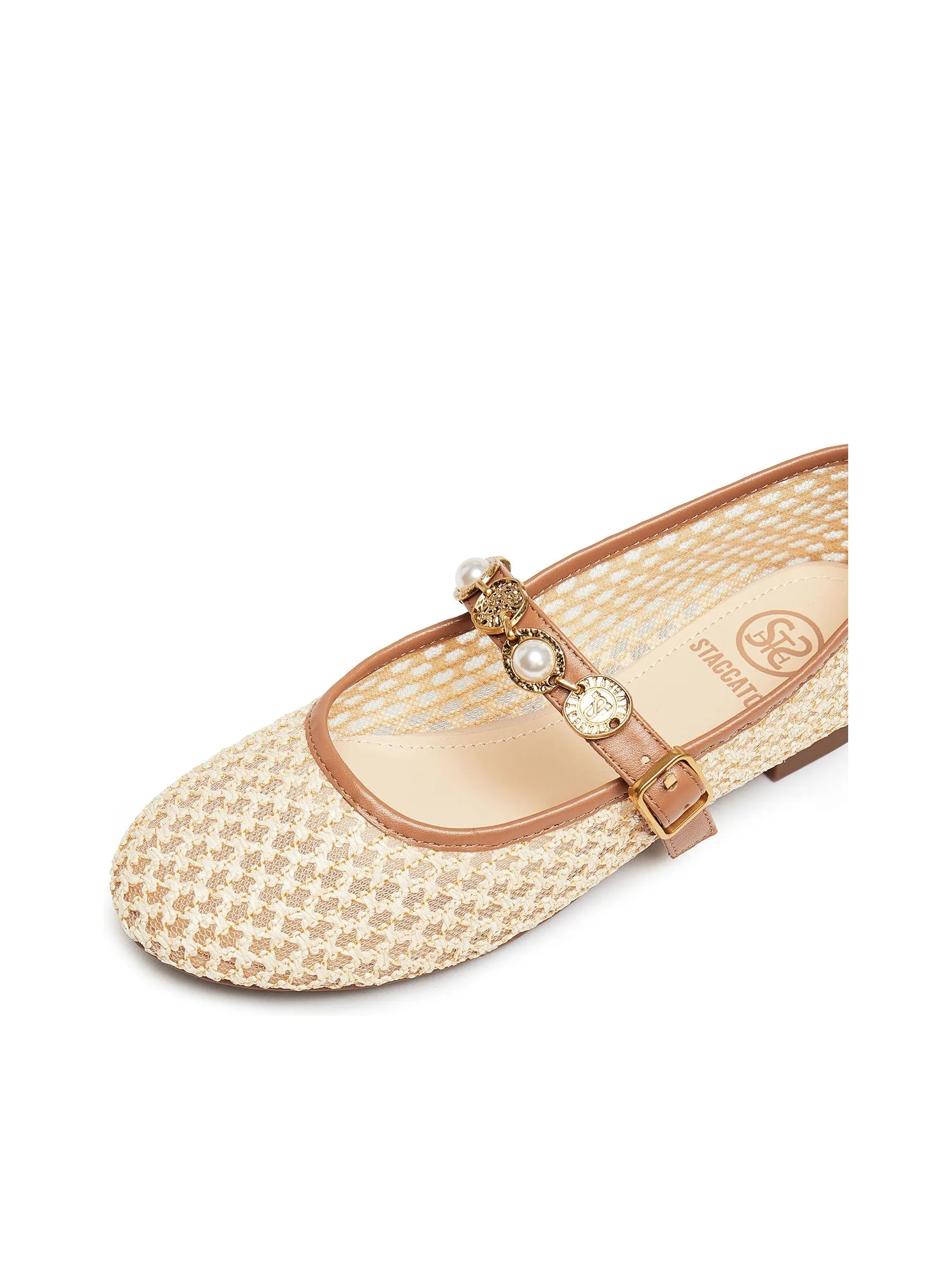 STACCATO Women Mary Jane Flats Broderie Golden Charms Strap