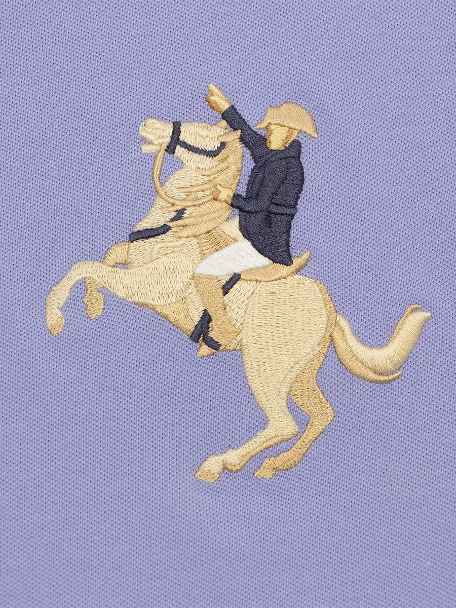 GIORDANO Men's Pique Slim Fit Embroidery Napoleon Polo  Thistle Down Purple