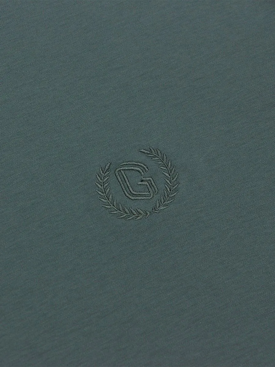 GIORDANO Men's Interlock Embroidery Tee (Liquid Touch)  Balsam Green