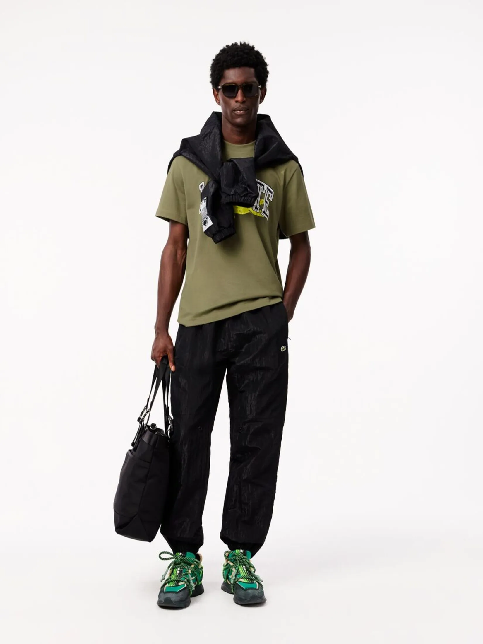 LACOSTE Cotton Jersey Signature T-shirt Green