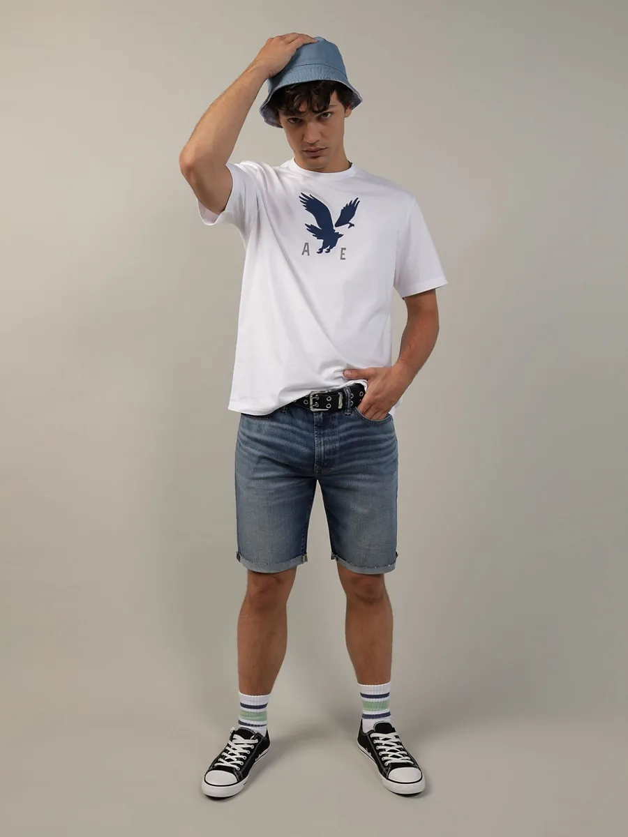 AMERICAN EAGLE MEN G SS SP2 SET IN TEE- PC DYE + SERIOUSLY SOFT WASH 100 WHITE Size - M