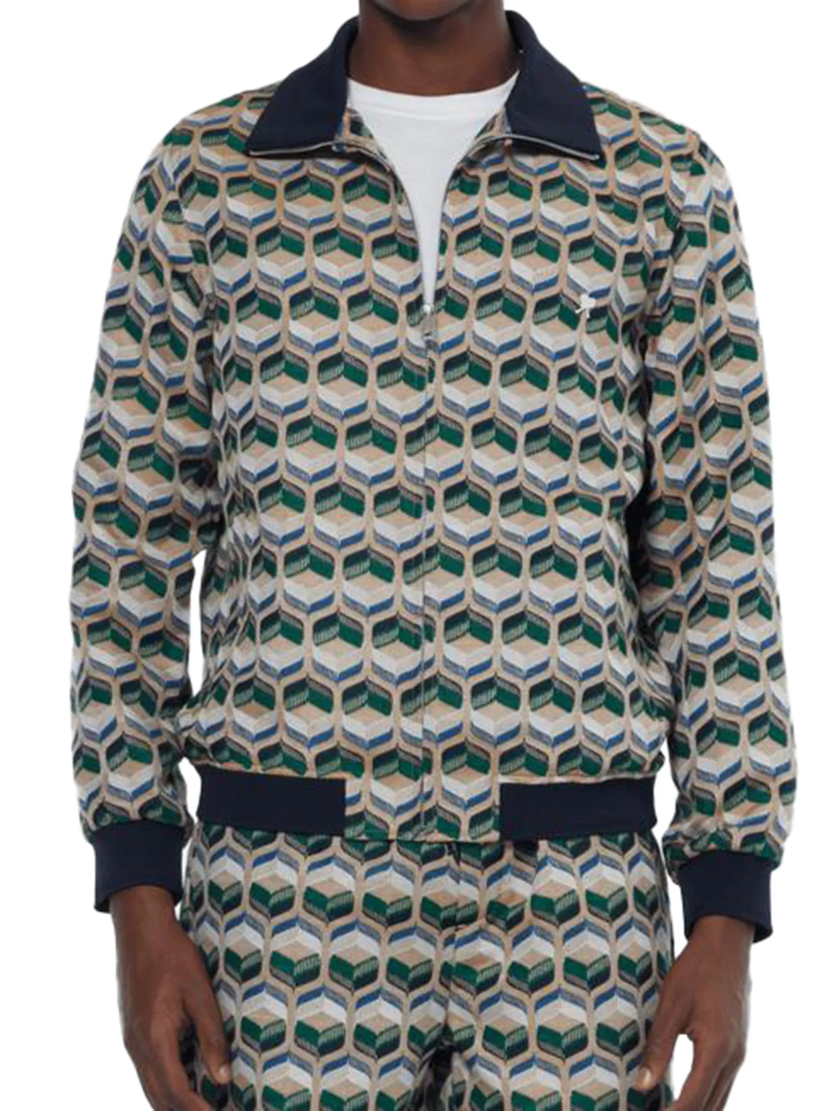 SCOTCH&SODA Men Jacket Jacquard Tracksuit Retro Shape Beige AOP