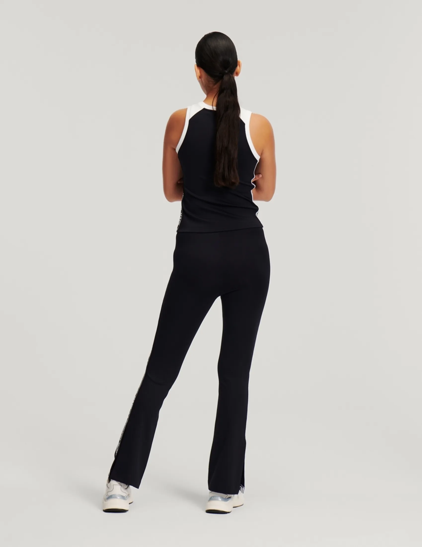 KARL LAGERFELD RTW-1 LOGO TAPE WOMEN LEGGINGS BLACK