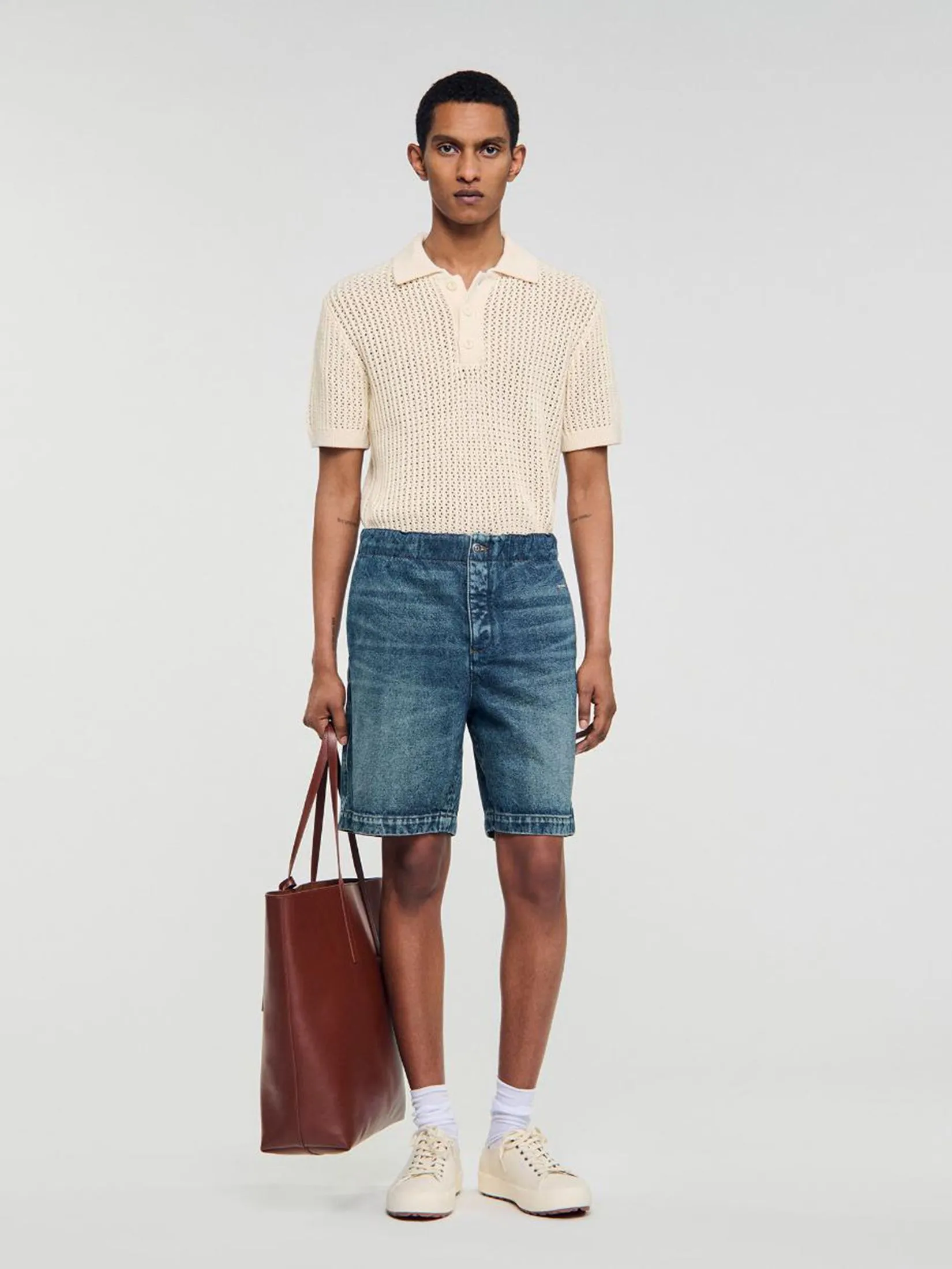 SANDRO Elasticated Denim Shorts