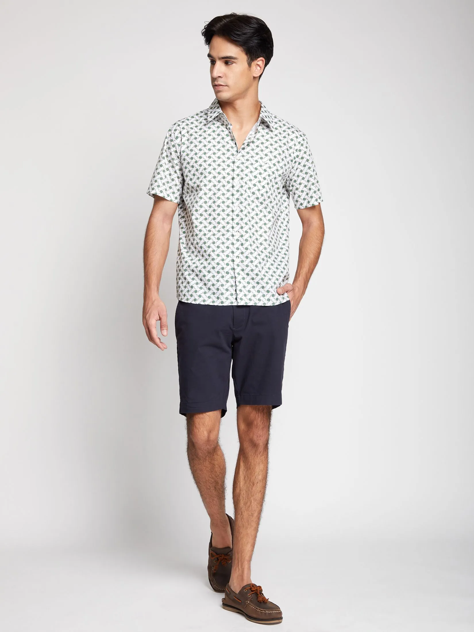 ALUMNUS Men Shirt Short Sleeves Dark Olive Green