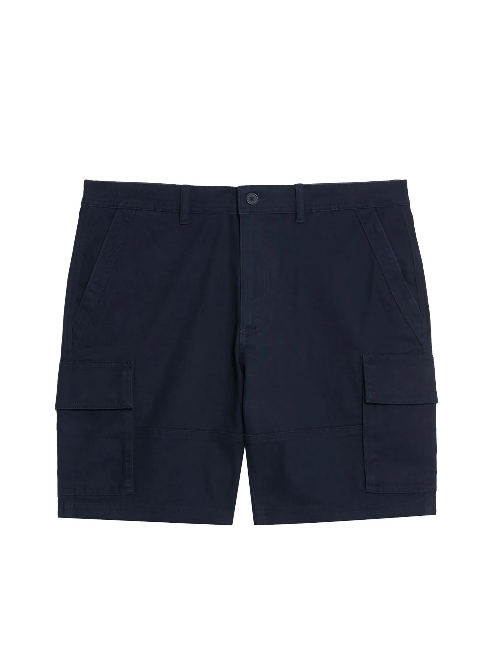 MARKS & SPENCER Men Cargo Shorts Straight Fit Stretch Cargo Dark Navy