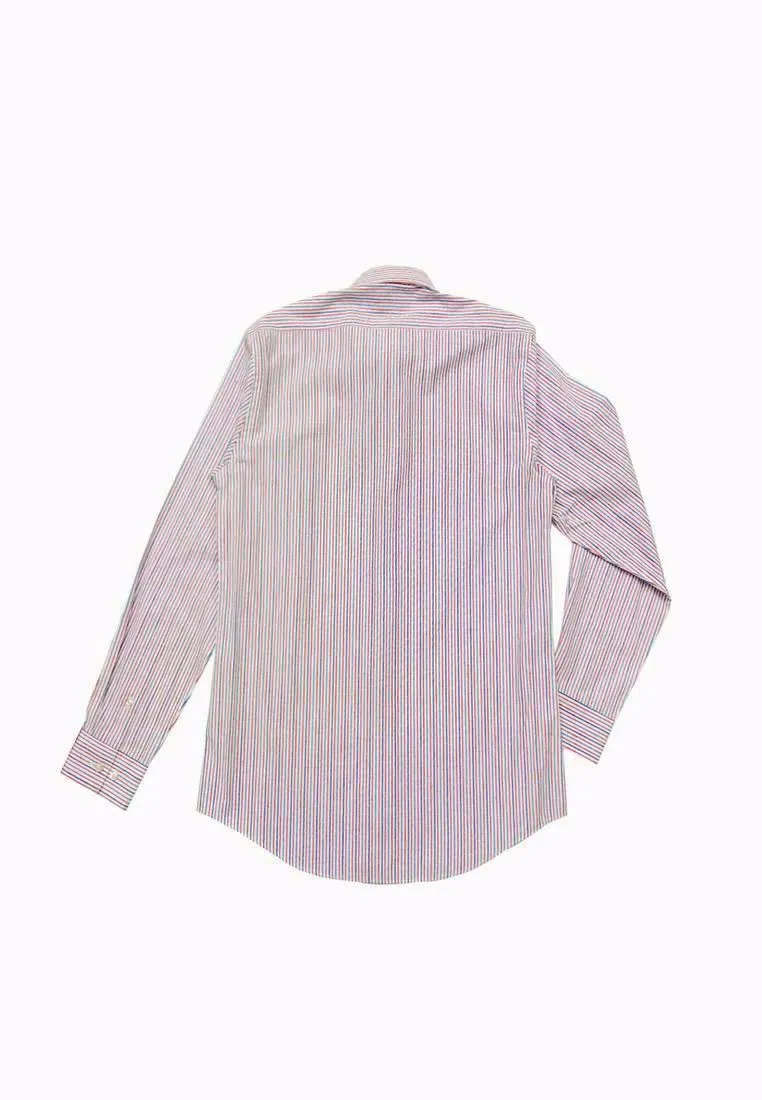 BROWNE & CO. Red Browne Collar Long Sleeves Stripes Shirt