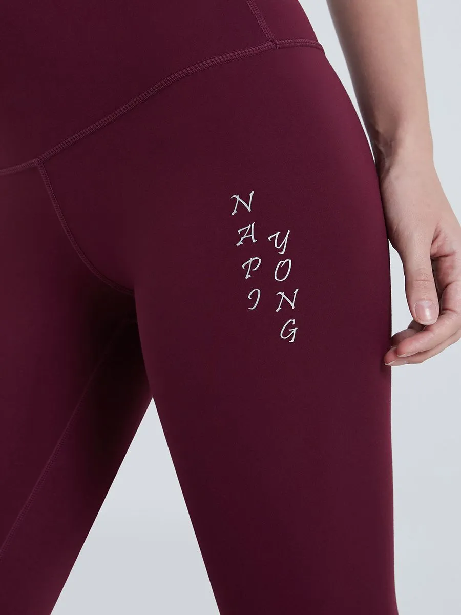 NAPIYONG Calf Length Leggings in Maroon