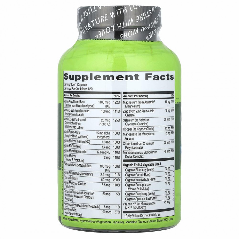 NATURELO, Мультивитамины для мужчин старше 50 лет, 120 вегетарианских капсул