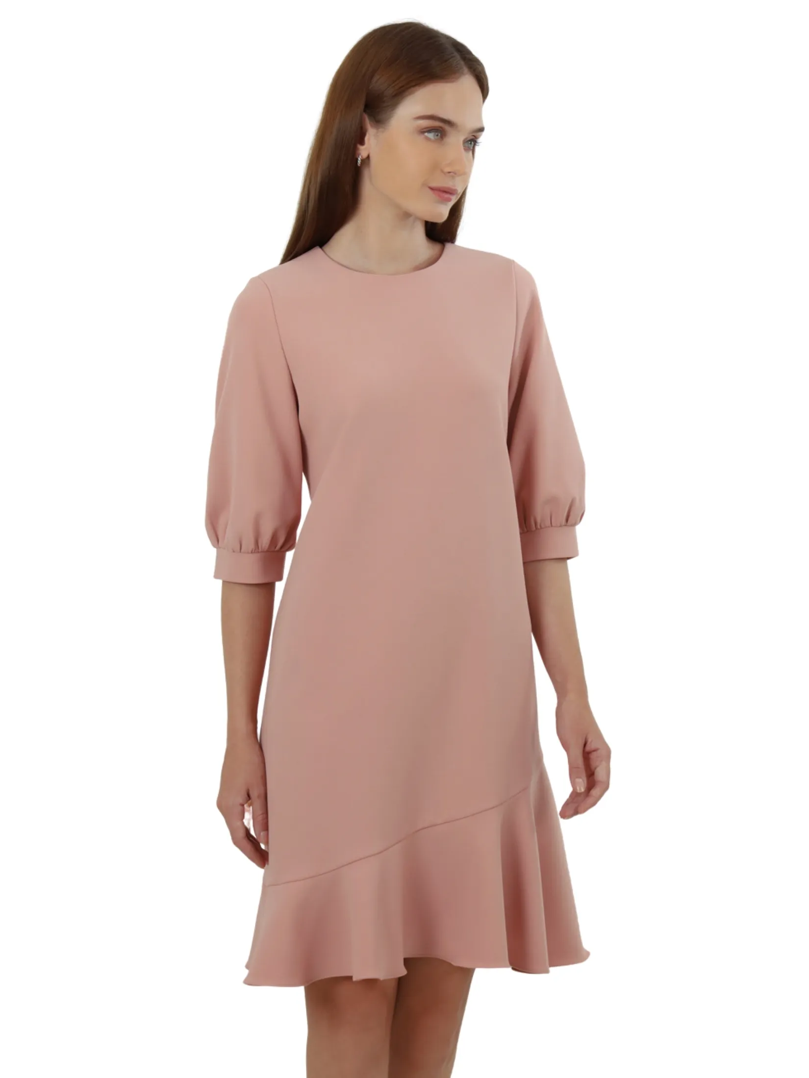 VERONIQA Women Dress Long Sleeves Suiting Spendex Pink