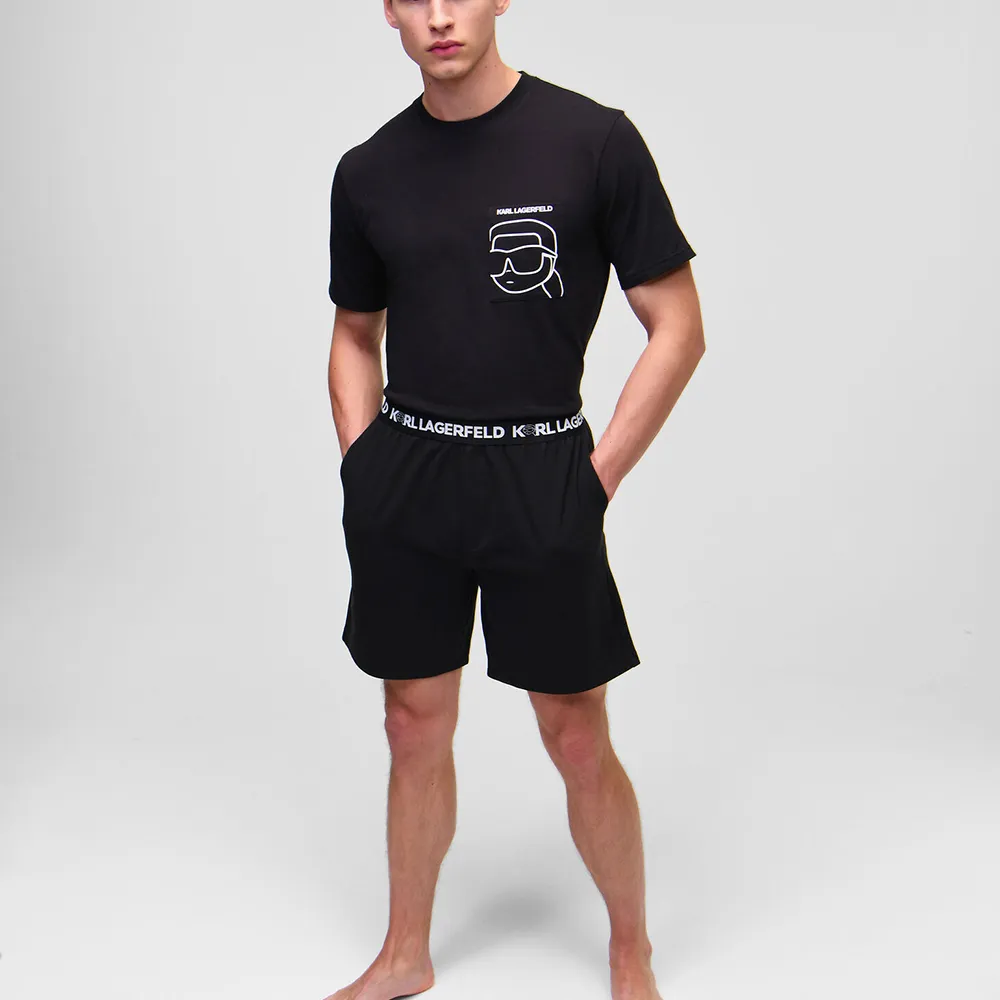 KARL LAGERFELD IKONIK 2.0 SHORTS AND TEE SET BLACK