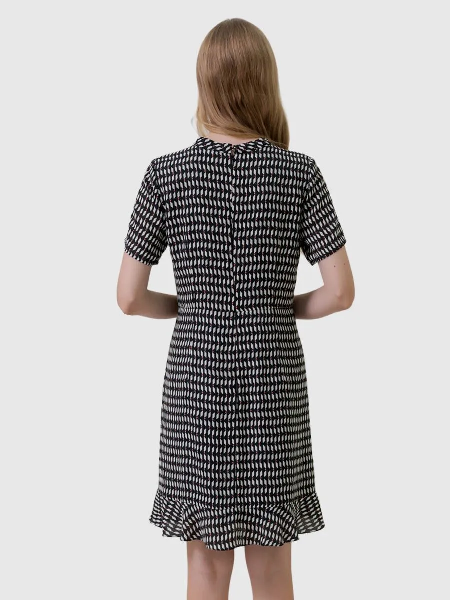 AMILA Women Dress Dobby Printed Black