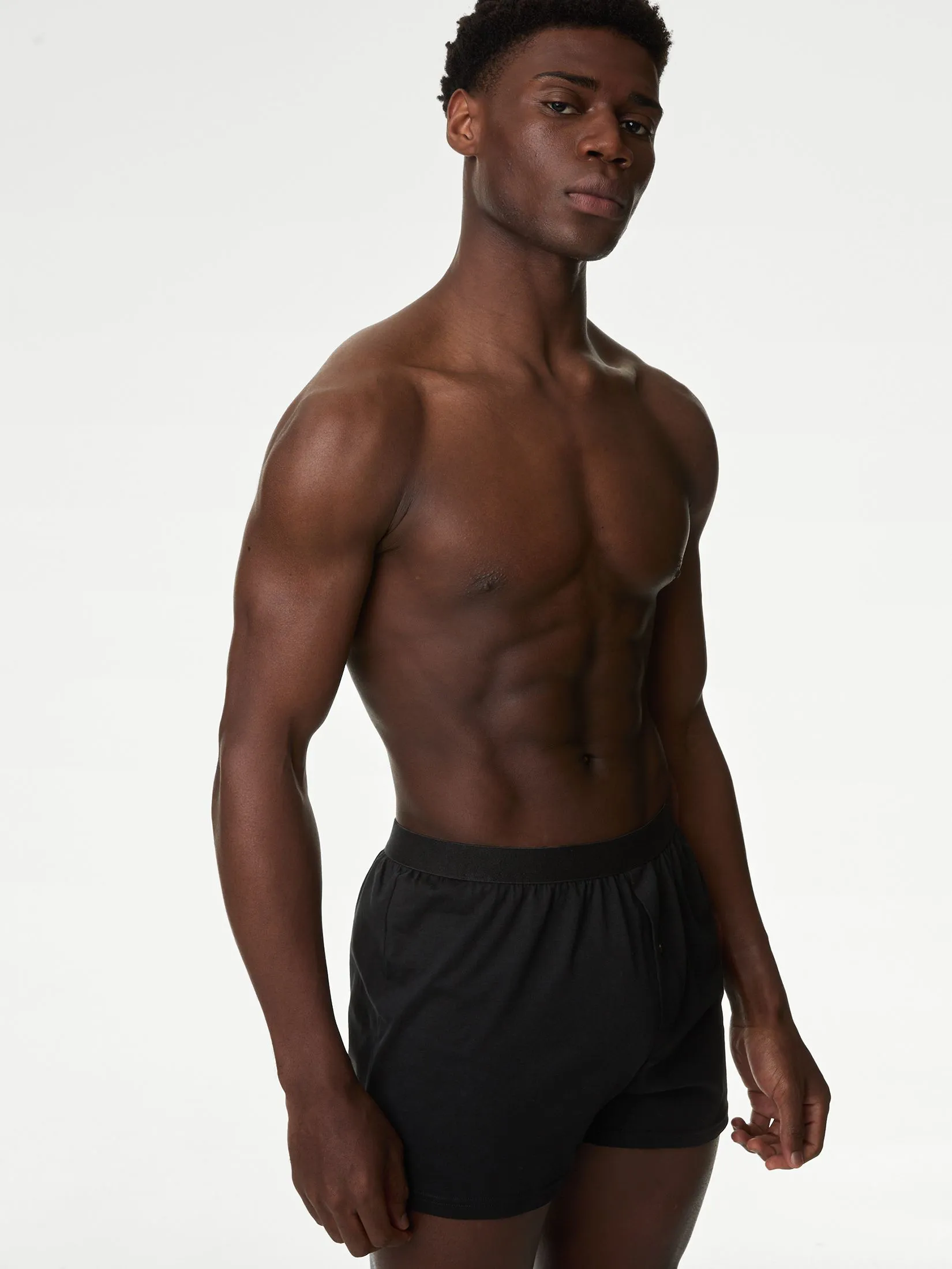 MARKS & SPENCER Men Boxers Pack Pure Cotton Cool & Fresh Jersey 5 pcs Black