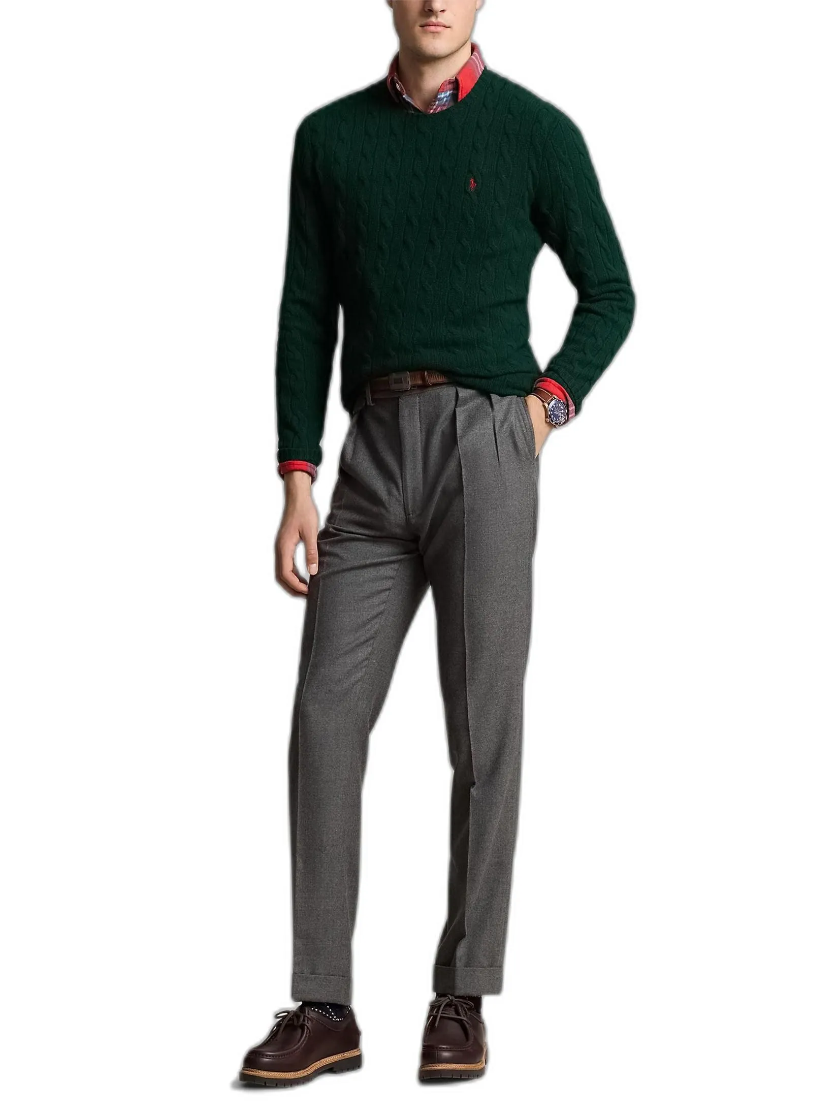 POLO RALPH LAUREN Men Pullover-Cable-Knit Wool-Cashmere Sweater MNPOSWE16821256-Green